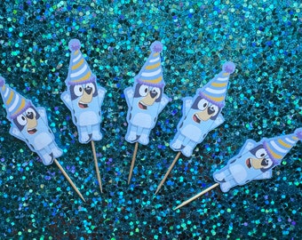 Cup cake topper // Blue Dog