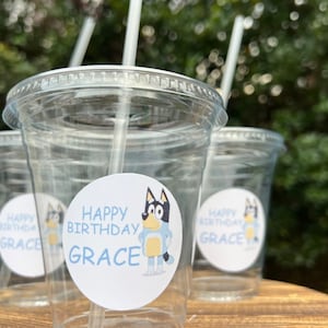 Birthday cups// personalized Blue dog cups