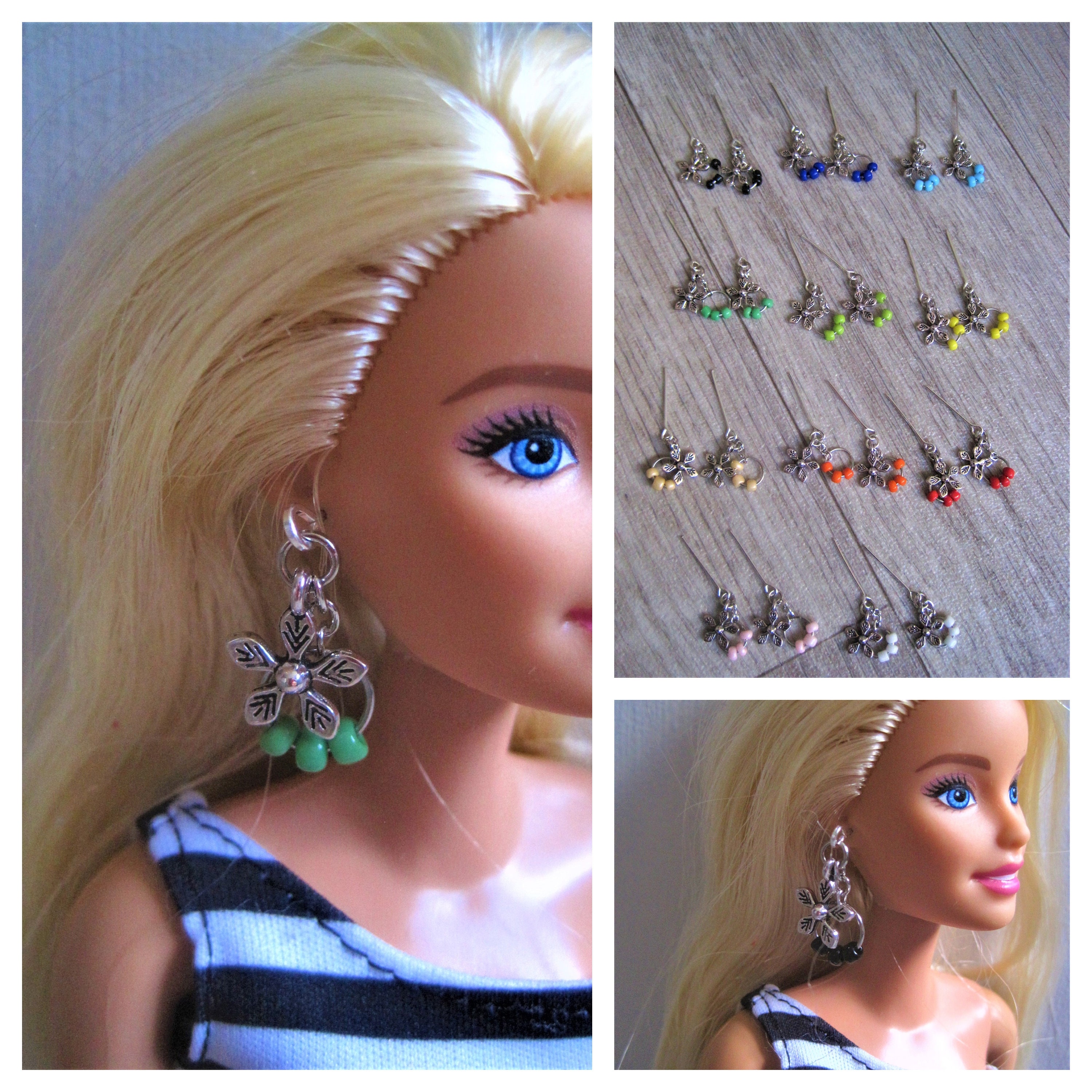 Barbie Silver Flower Earrings Flower Earrings for Barbie Etsy