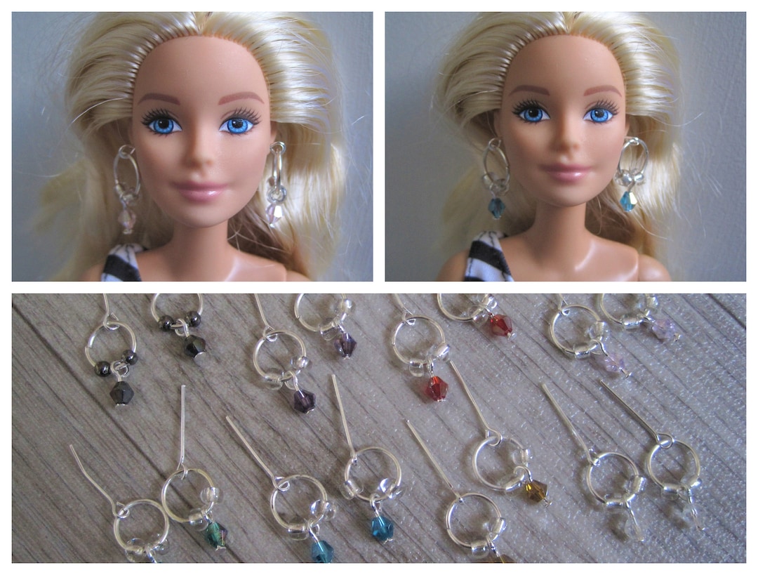 Fashion Doll Earrings, Doll Crystal Hoop Earrings, Fashion Royalty