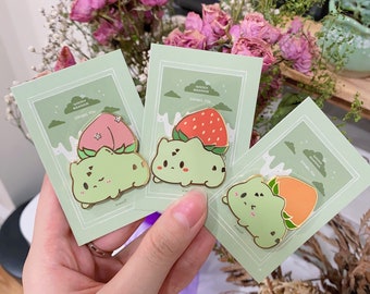 Pokemon bulbsaur enamel pin, holiday gift, Kawaii pins, fruit stationery,