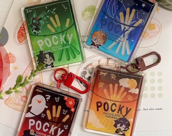 Genshin impact pocky zhongli xiao hutao childe cartoon keychains charm, Kawaii keychains aesthetics