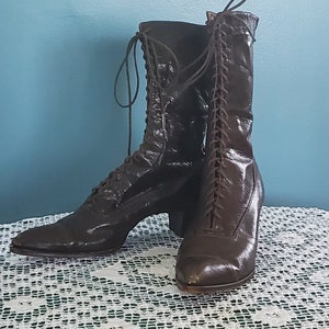 SALE! Antique Edwardian Victorian Women&#39;s Lace Up Leather Boots Shoes