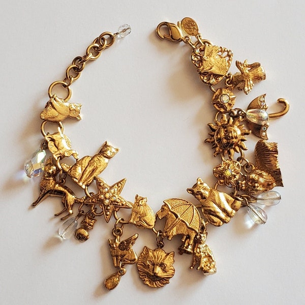 RARE 9" KIRKS FOLLY It's Raining Cats and Dogs Charm Bracelet