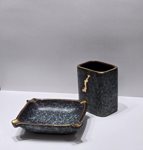 ceramic cigarette box MCM JASBA KERAMIK Germany Ceramic Individual Ashtray and Cigarette Box