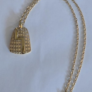 MCM Crown Trifari Gold Tone Geometric Pendant Necklace Signed