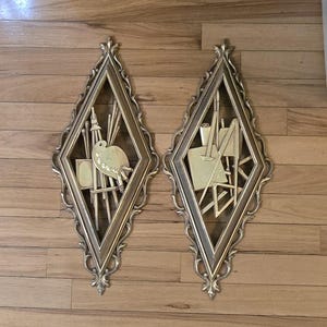 Vintage MCM SYROCO Hollywood Regency Gold Wall Plaques Wall Art