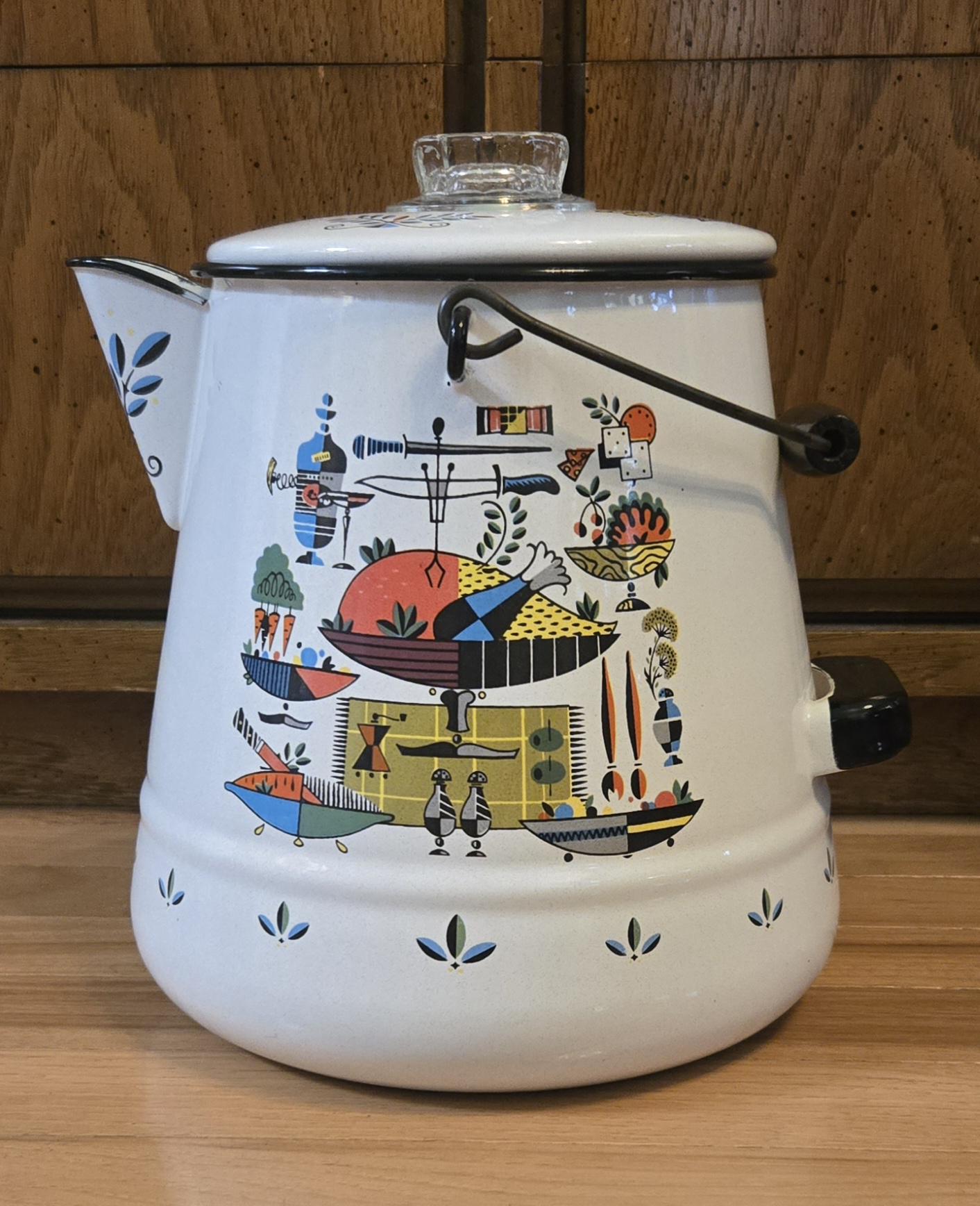 GEORGES BRIARD MCM 1960s Enamelware Chef Pattern One Gallon
