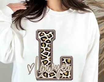 Lawyer Glitter Leopard Faux Embroidery - PNG File- Digital Download
