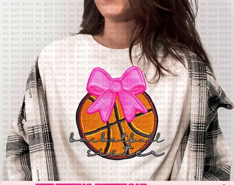 Basketball Sister Coquette Embroidered Patch-Png File- Digital Download