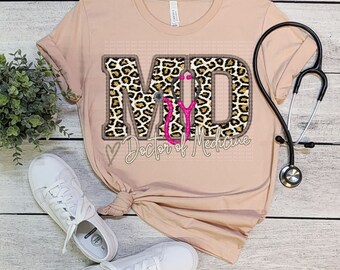 MD Glitter Leopard Faux Embroidery - PNG File- Digital Download