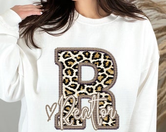 Realtor Glitter Leopard Faux Embroidery - PNG File- Digital Download
