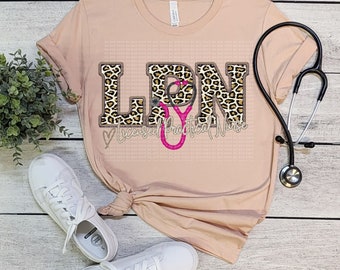 LPN Glitter Leopard Faux Embroidery - PNG File- Digital Download