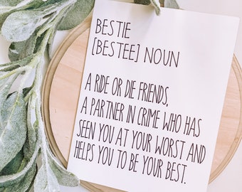 Best friend definition card, greeting card for best friend, card for bestie, best friends day gift, minimalist best friend card