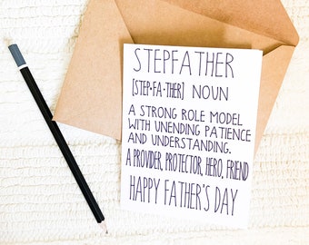 Step father card, step dad Father’s Day card, bonus dad Father’s Day card, Father’s Day card, gift, stepdad gift, happy Father’s Day card