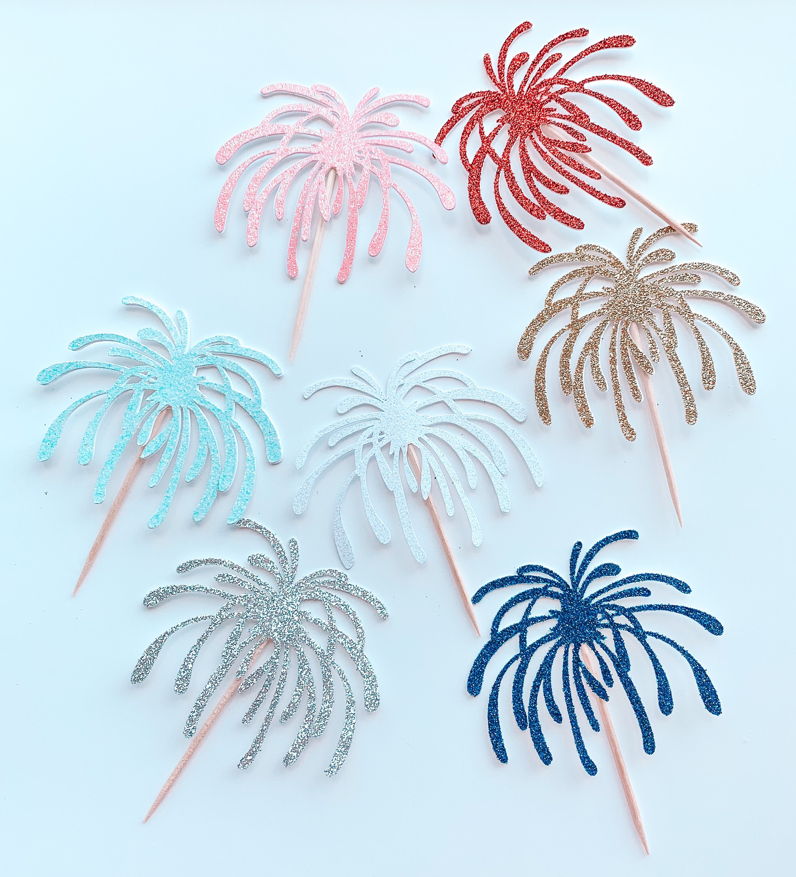 Firework Cupcake Toppers Gender Reveal Fireworks Cupcake Etsy