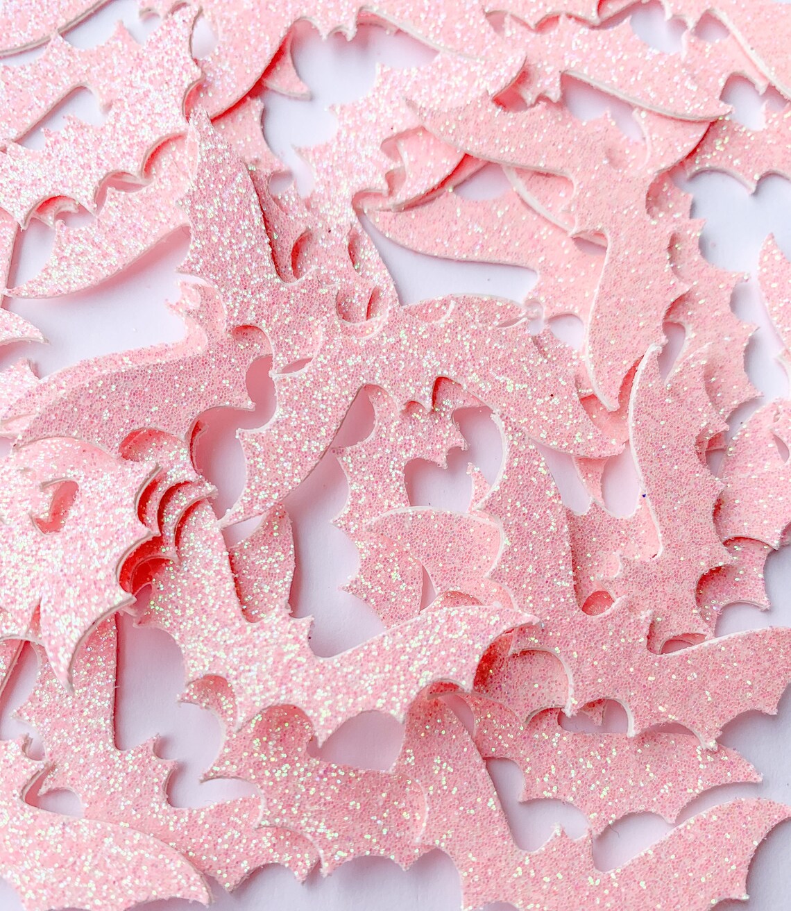 100 Piece Confetti Pink Glitter Bats Halloween Bat Confetti Etsy