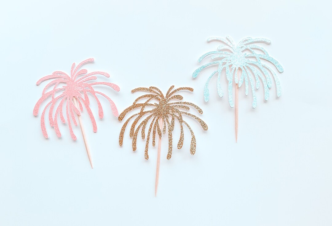 Firework Cupcake Toppers Gender Reveal Fireworks Cupcake Etsy