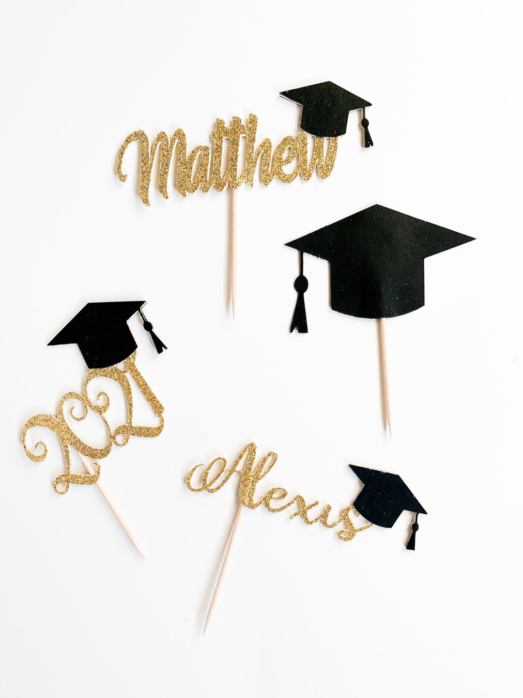 Personalized Graduation Cupcake Toppers, Graduation Silhouette Cupcake