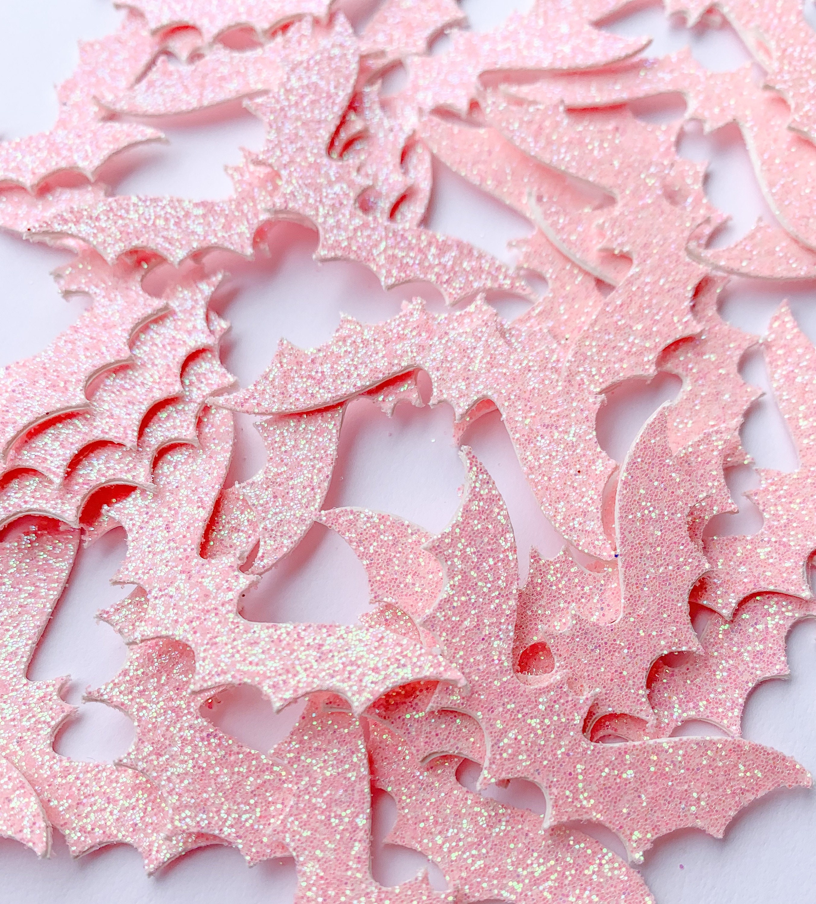 100 Piece Confetti Pink Glitter Bats Halloween Bat Confetti Etsy