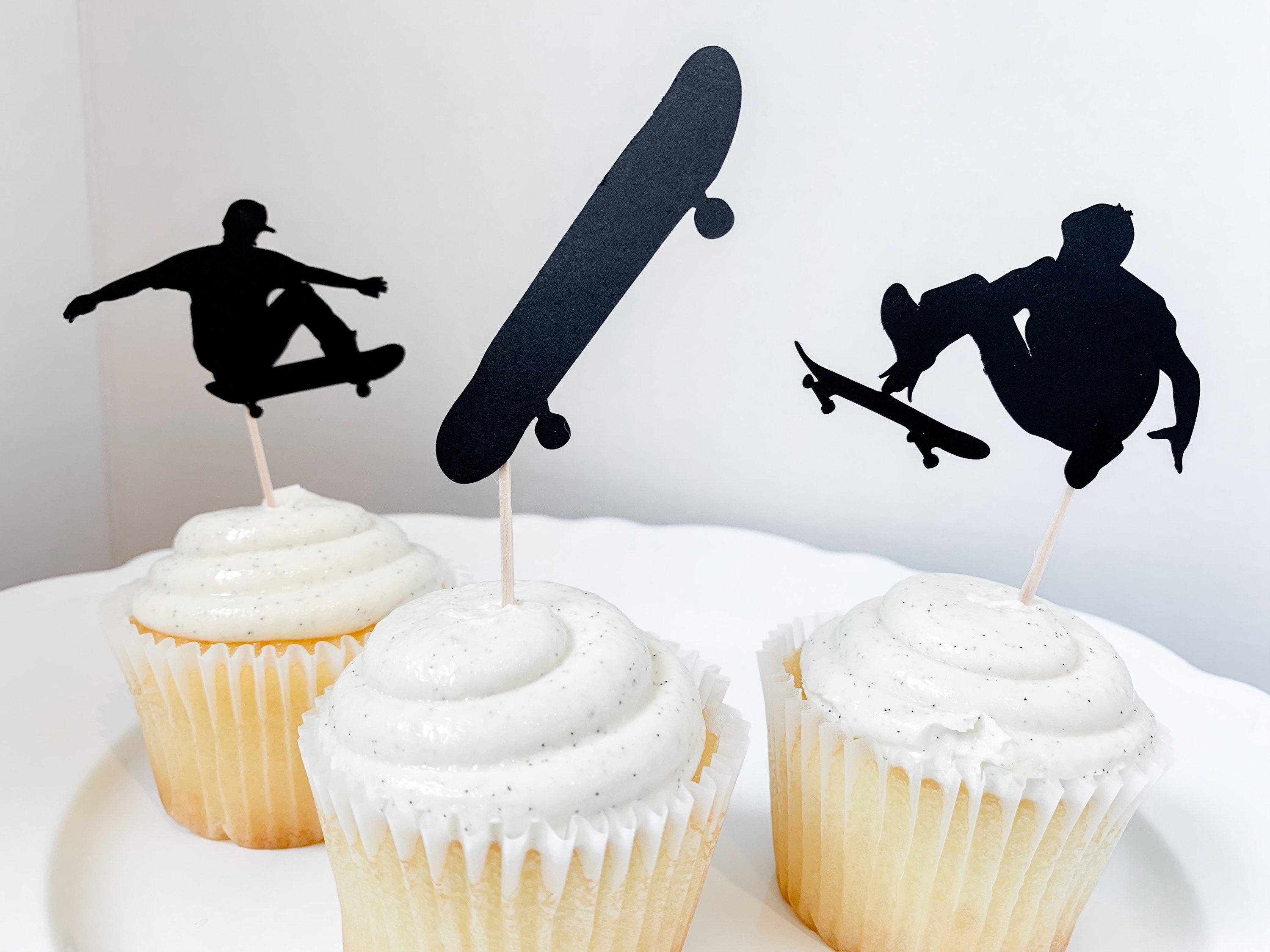 Black Skateboard Cupcake Toppersskateboard Silhouette Cupcake | Etsy