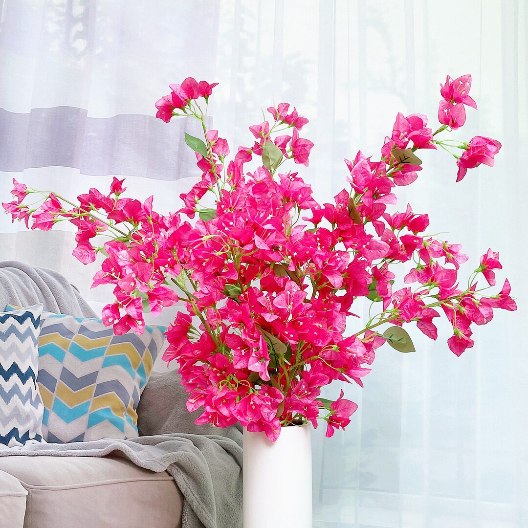 Pack of 4 Hot Pink Artificial Flowers Silk Bougainvillea Etsy