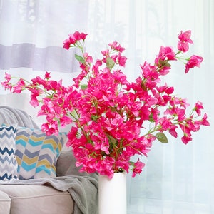 Pack of 4 - Hot Pink - Artificial Flowers Silk Bougainvillea Branches Faux Floral Stems for Wedding & Home Decoration - 45 inch