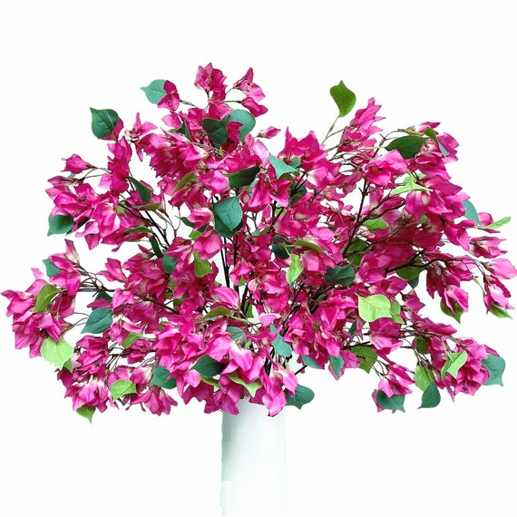 Pack of 4 Artificial Bougainvillea Silk Flowers Branches Faux Artificial Bougainvillea Long Floral Stems Plant Branches for Wedding Home Decoration