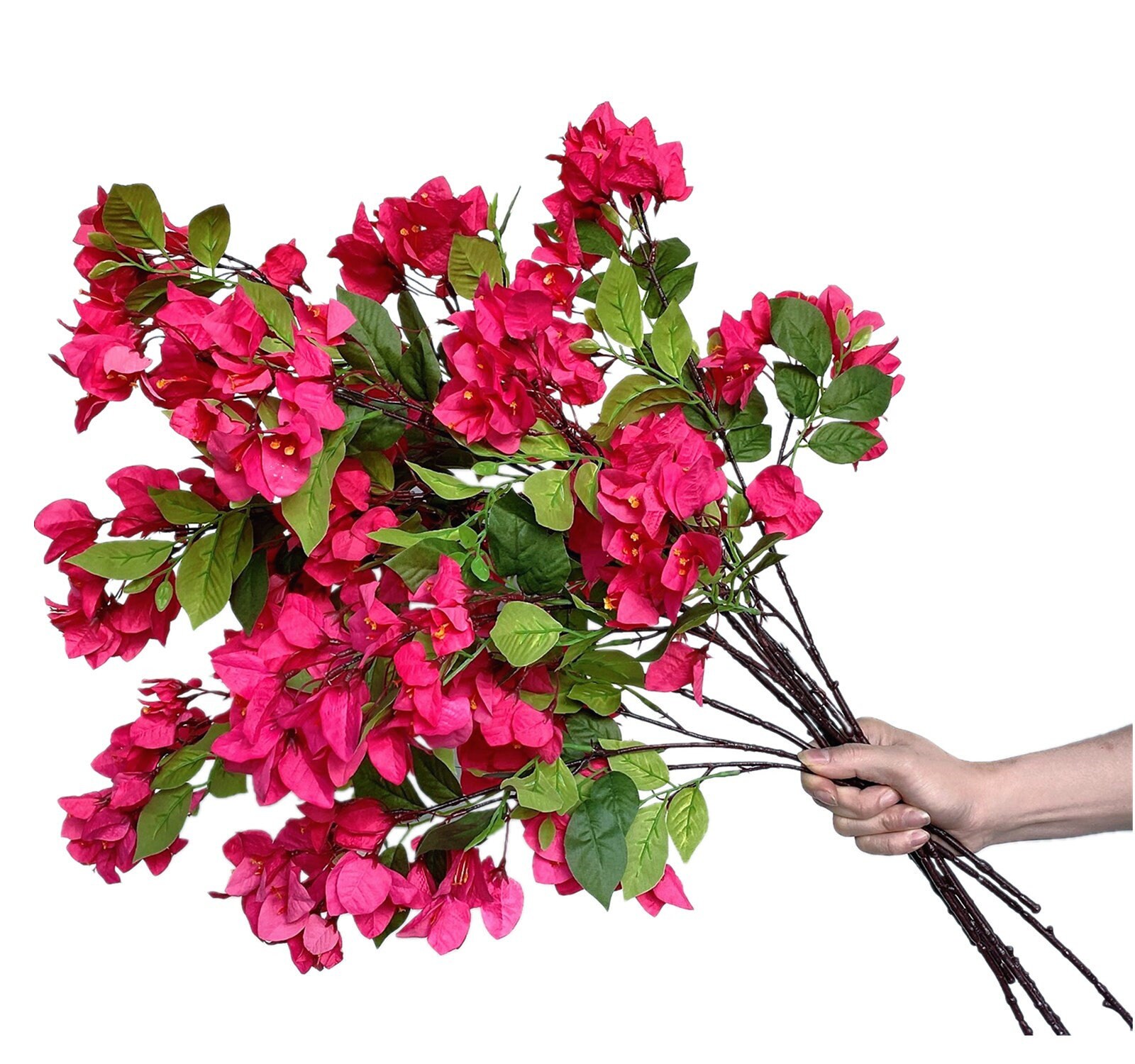 Pack of 8 Fuchsia Artificial Flowers Stems Silk Bougainvillea Branches