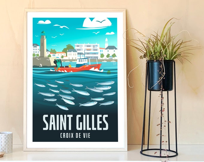 Affiche St Gilles Poster port Saint Gilles Croix de vie - Etsy France