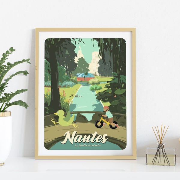 Illustration Nantes, Tableau Jardin des plantes, Décor ville France, Illustration jardin botanique, Affiche PittoResco, Dessin nature ville