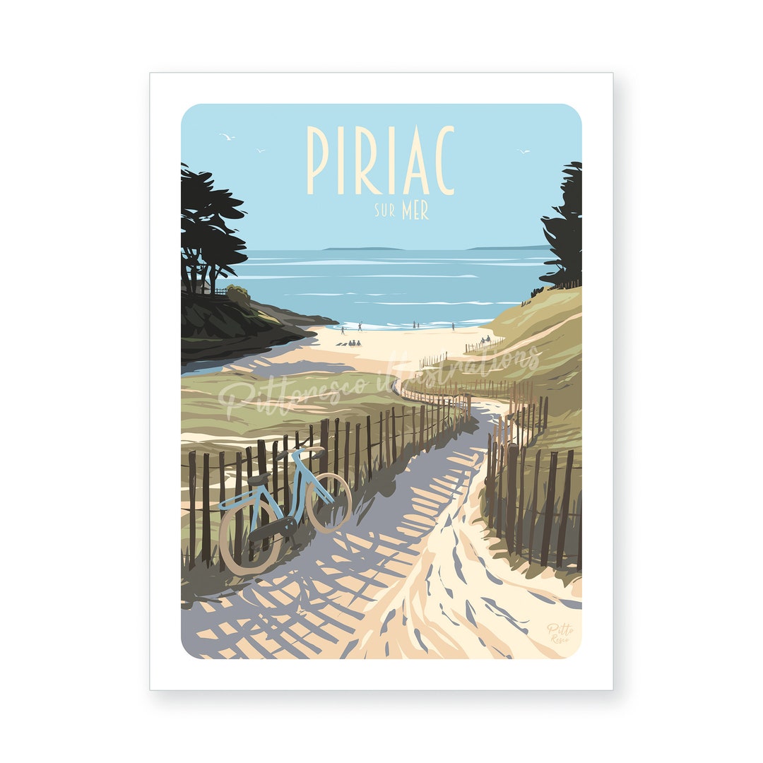Illustration Piriac Sur Mer, Poster Piriac, Poster Beach, Poster Loire ...