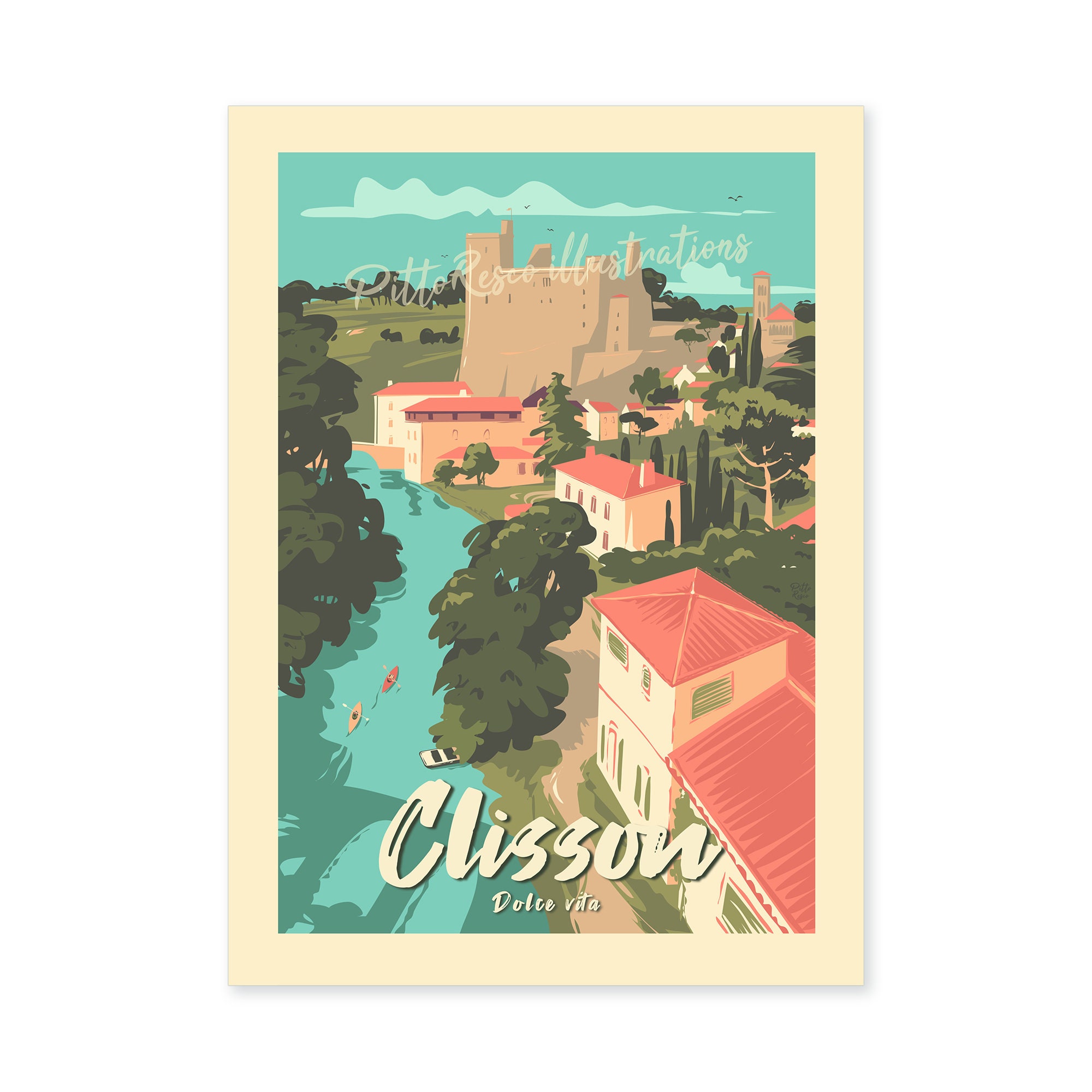 FRANCE, AIX-LES-BAINS, LE Grand Port Vintage citrate print. Tirage