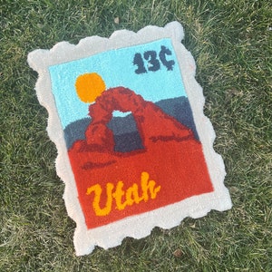 Utah Stamp Tufted Wall Decor, Arches National Park Wall Hanging ...