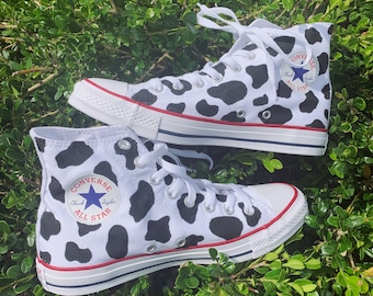 high top cow print converse
