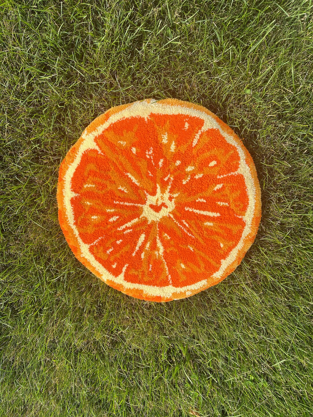 Orange Tufted Wall Hanging, Fruit Wall Decor Rug, Custom Citrus