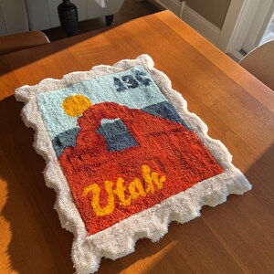 Utah Stamp Tufted Wall Decor, Arches National Park Wall Hanging ...