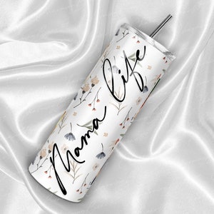 MAMA Floral PNG, Floral Mama Tumbler, Watercolor Flower Tumbler Photo Frame 20 oz Skinny Tumbler Sublimation, Watercolor Floral Tumbler Wrap