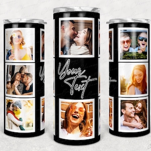 8-Foto-Collage-Becherverpackung, 8-Foto-Becherverpackungsvorlage, Fotocollage 20oz Skinny Tumbler, Rahmen-Fotobecher-Vorlage, Fotocollage