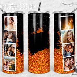 Rahmen-Foto-Tumbler-Vorlage, PNG-Sublimation, Foto-Collage, 20oz Skinny Tumbler Tapered, Straight Waterslide Full Wrap Digitaler Download