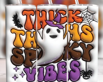 Bicchiere gonfiabile 3D per Halloween con cosce spesse e vibrazioni spettrali, PNG, bicchiere fantasma per Halloween 3D Puff da 20 once, bicchiere sottile