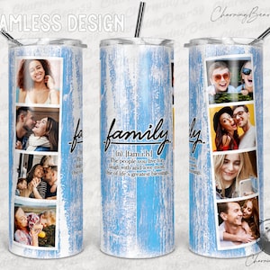 Holzmaserung, Familiendefinitionszitat, Menschen leben Familie, Rahmen Fotorahmen Tumbler Png Sublimation 20oz Skinny, Nahtlos konisch gerade