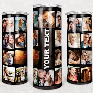 Collage de 18 photos gobelet skinny 20 oz sublimation png, modèle de gobelet photo cadre, toboggan aquatique collage photo complet téléchargement numérique