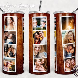 Rahmen-Foto-Tumbler-Vorlage, PNG-Sublimation, Foto-Collage, 20oz Skinny Tumbler Tapered, Straight Waterslide Full Wrap Digitaler Download
