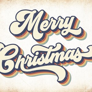 Joyeux Noël vintage PNG à sublimation dessins à télécharger style années 70 Joyeux Noël à télécharger