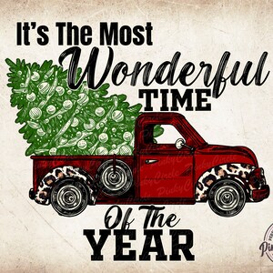 Het is de mooiste tijd van het jaar, vrachtwagenruit luipaardprint, vrolijk kerstfeest, png-bestand, kerstboomsublimatieontwerpen downloads