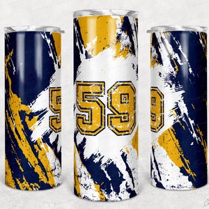 Blauwgele beker wrap PNG, 20oz magere beker, gele en blauwe beker, foto beker WrapSport beker, ontwerp voetbal beker