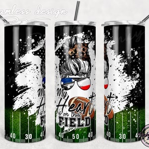 Mijn hart ligt op dat veld, 20 oz skinny voetbal, mijn liefde is op dat veld, rommelig broodje Tumbler Wrap naadloze ontwerpsjabloon PNG