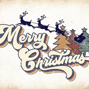 Joyeux Noël vintage PNG à sublimation dessins à télécharger style années 70 Joyeux Noël à télécharger