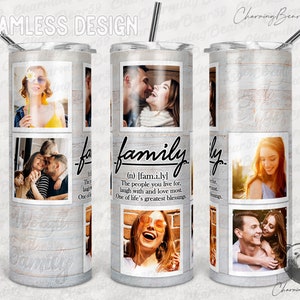 Holzmaserung, Familie Definition Zitat, Menschen leben Familie, Rahmen Fotorahmen Tumbler Png Sublimation 20 Unzen dünn, nahtlos konisch gerade